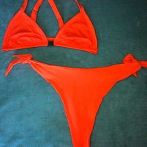 Oh Polly Thong Swimsuit Neon Orange Size Medium